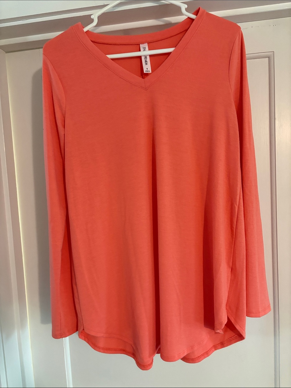 Zenana Outfitters Coral V-Neck Long Sleeve Top